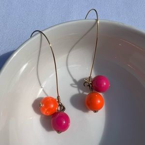 Pink Orange Sphere Dangle Earrings Ball Globe Round Hanging Jewelry